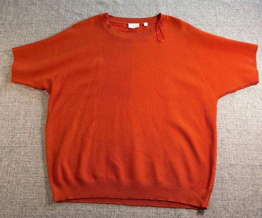 Cyrus Sweater Womens Large Burnt Orange Short Sleeve Dolman Textured Knit Top